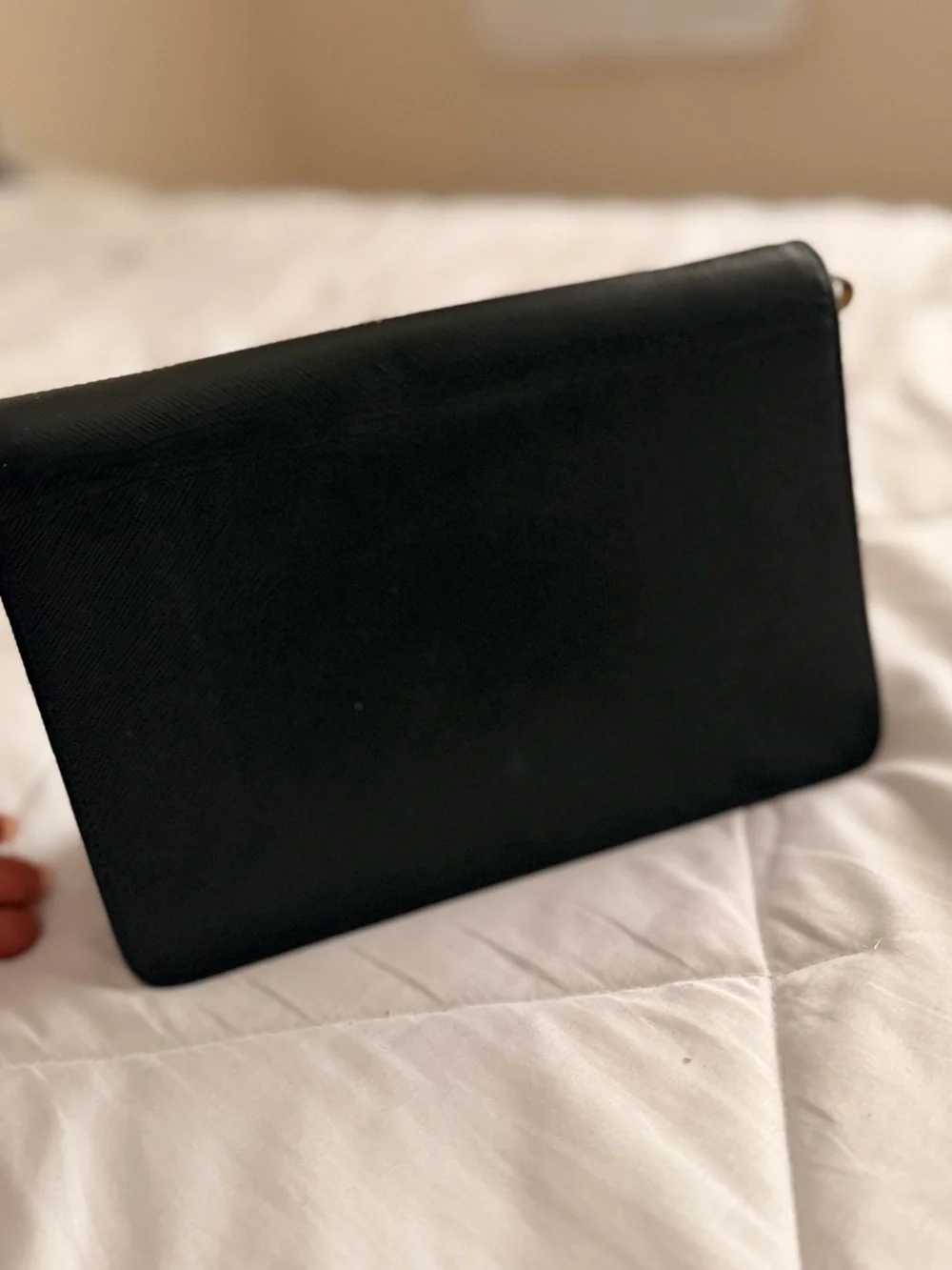 Prada Black Saffiano Leather Wallet with Gold Logo